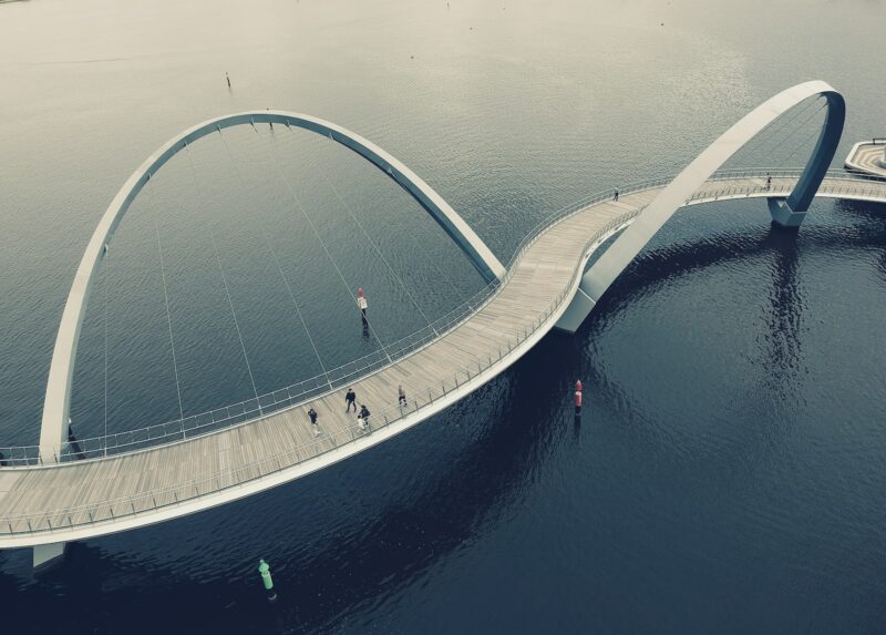 aerial photography of zigzagging bridge